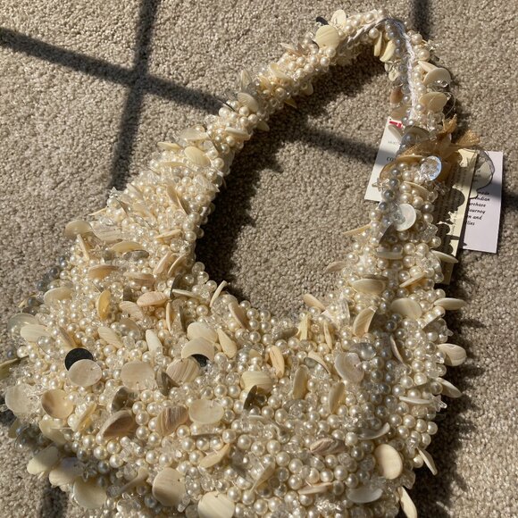 Viral TJMaxx Pearl Shell Beaded Boho Shoulder Bag - Picture 1 of 3